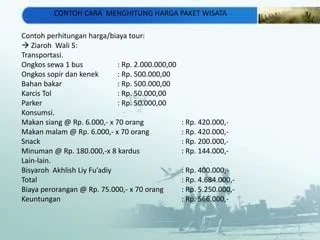 contoh cara menghitung harga paket wisata | PPTX