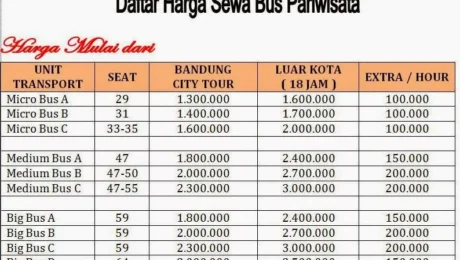 Harga Sewa Bus Pariwisata - Homecare24